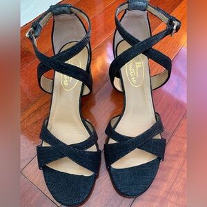 Elegant Browns Couture Black shine Strappy Heels